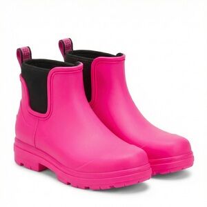 UGG Droplet Rain Boots Taffy Pink Waterproof Chelsea Ankle Bootie Women's Size 8